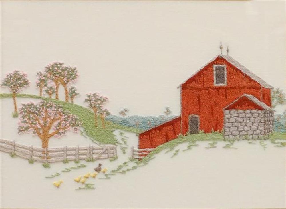 RED BARN NEEDLEWORK PANEL IN MAPLE 32248a