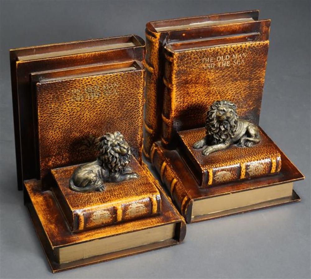 PAIR OF FAUX LEATHER BOUND BOOKENDSPair