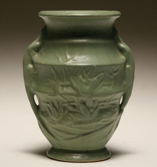 McCoy matte green art pottery vase  503aa