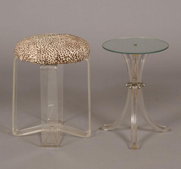 Lucite stand and seat exotic hide  503ad