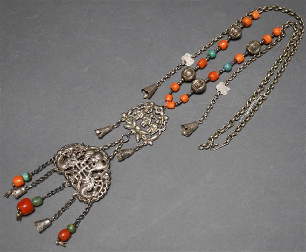 CHINESE SILVER TURQUOISE AND CORAL 3224d6