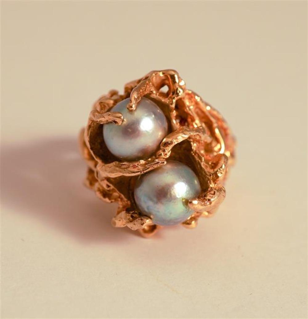 14 KARAT YELLOW GOLD AND GRAY PEARL 322515