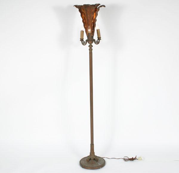 Art Deco gilt metal torchiere lamp,