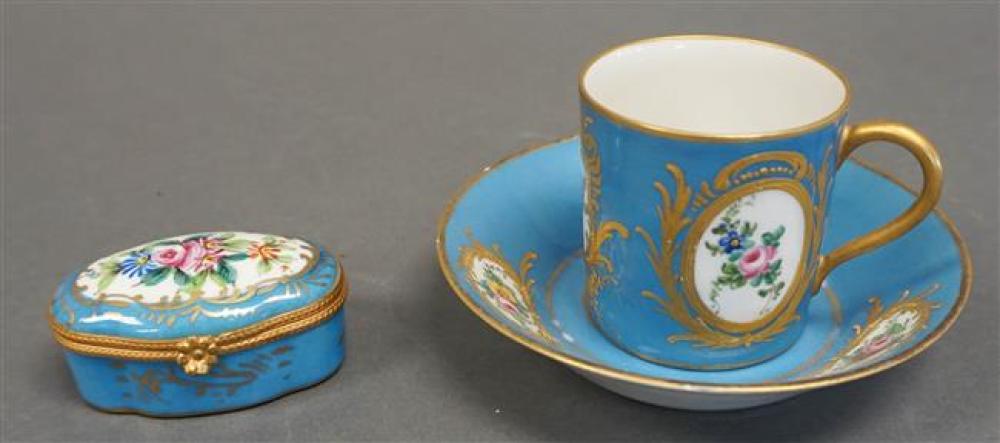 SEVRES TYPE CUP AND SAUCER AND