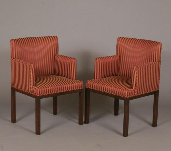 Pair Art Deco upholstered arm chairs  503bb