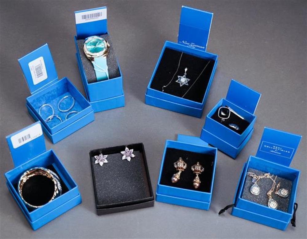 SIX PAIRS EARRINGS, WRISTWATCH,