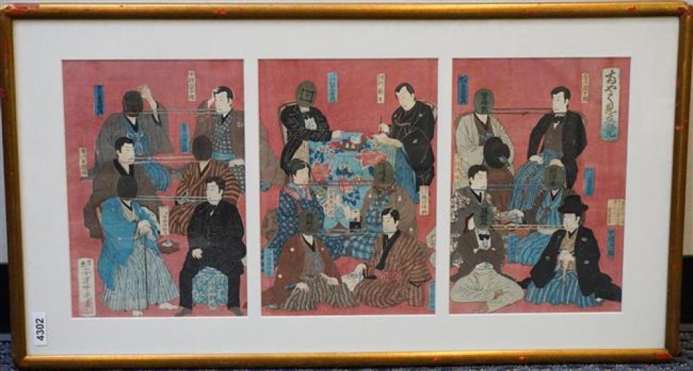 JAPANESE WOODBLOCK TRIPTYCH, FRAME: