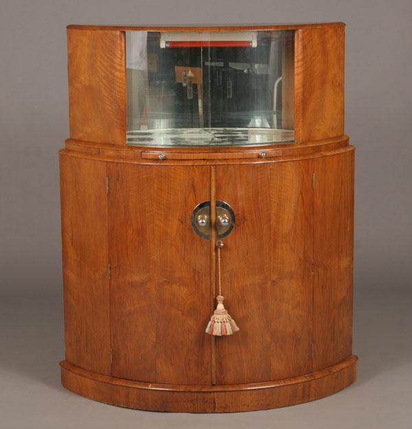 English Art Deco curved bar cabinet  503c2