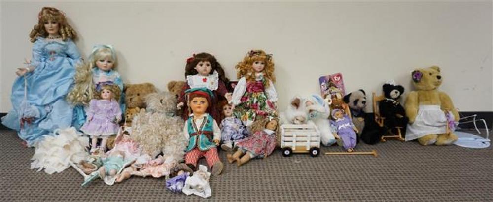 COLLECTION OF PORCELAIN HEAD DOLLS AND