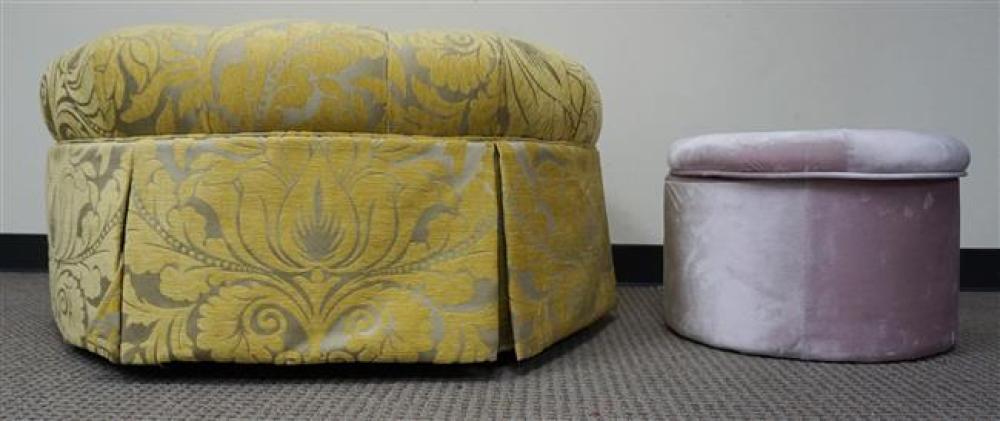 YELLOW FLORAL UPHOLSTERED ROUND