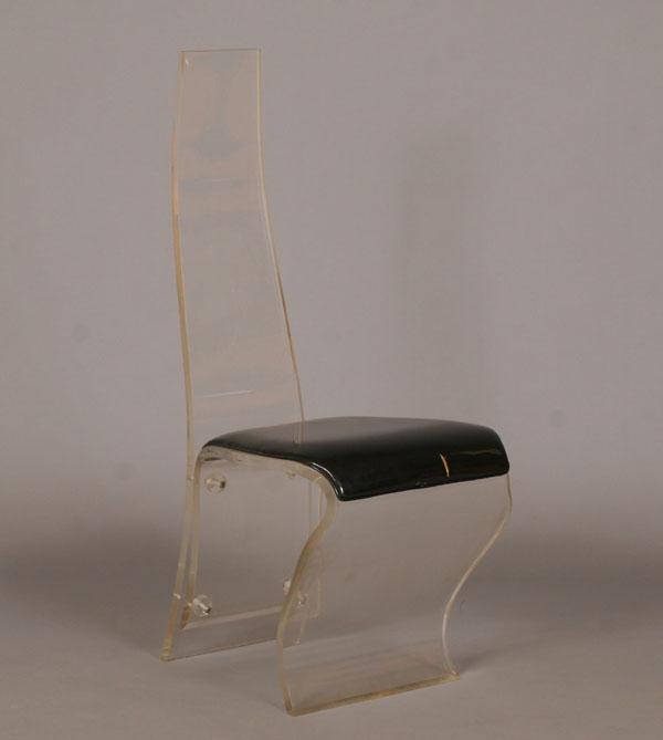 Lucite high back side chair with