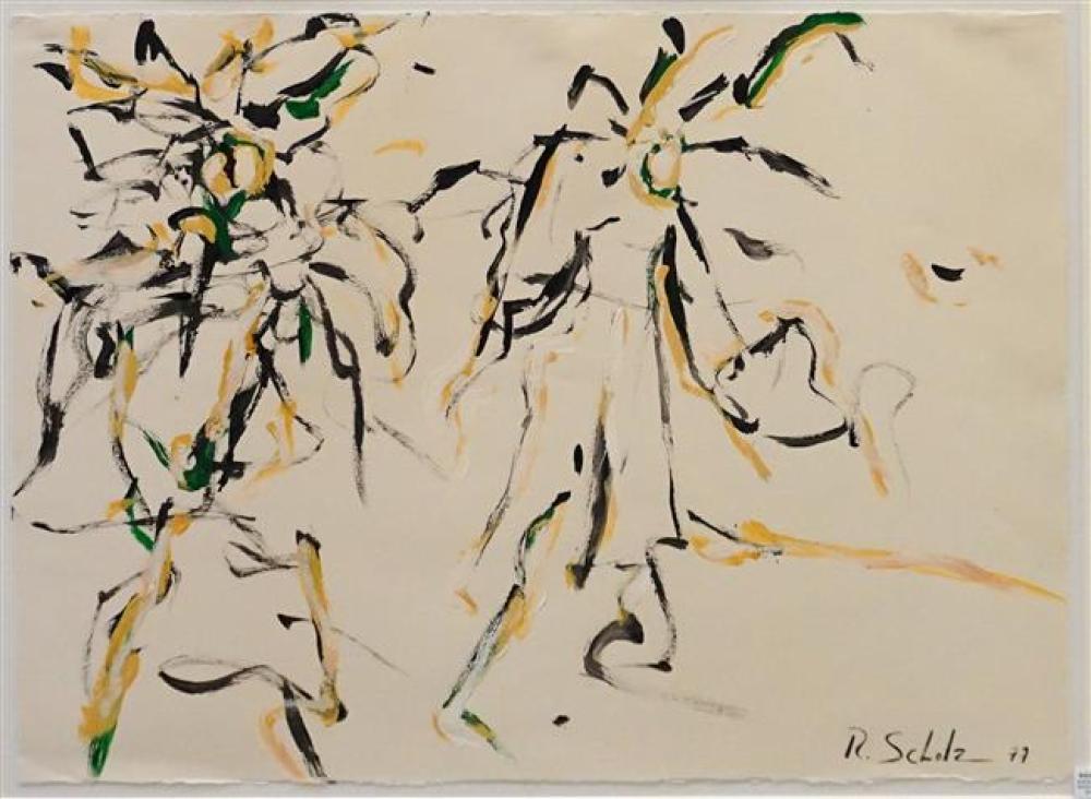 SCHOLZ, ABSTRACT, OIL ON PAPER,