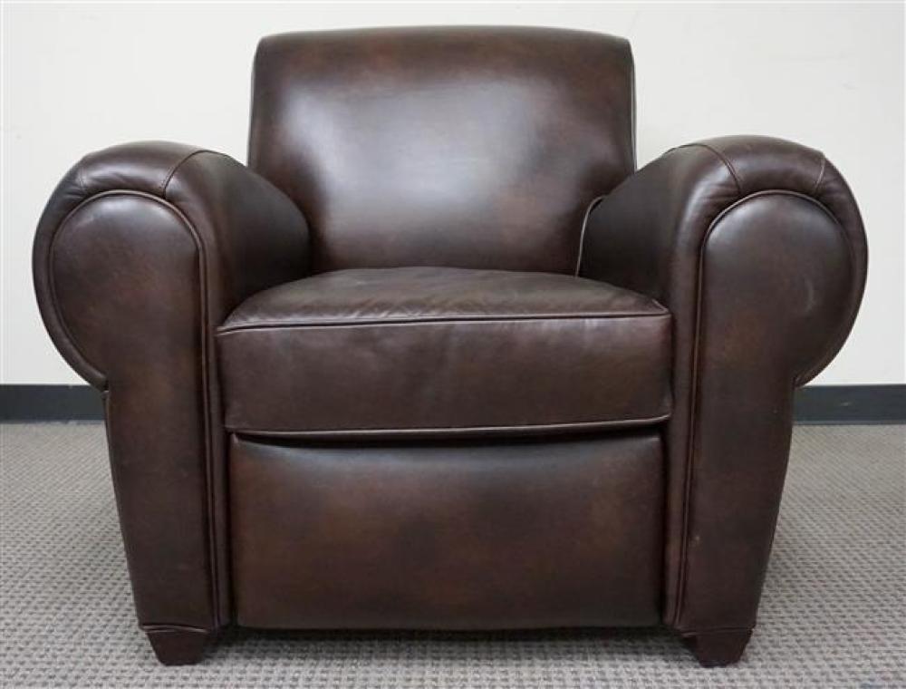 POTTERY BARN BROWN LEATHER UPHOLSTERED 322617