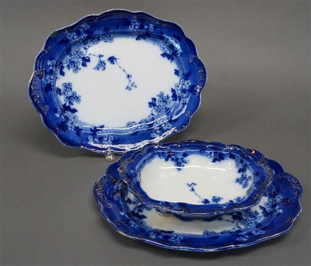 PAIR ENGLISH FLOW BLUE OVAL PLATTERS 32262f