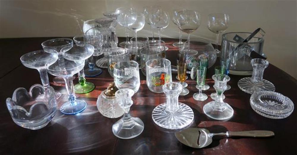 GROUP OF CRYSTAL AND GLASS STEMWARE,