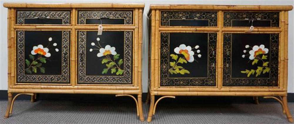 PAIR JAPANNED FRUITWOOD AND BAMBOO 32266e