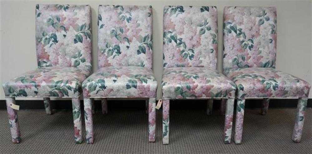 FOUR FLORAL UPHOLSTERED SIDE CHAIRSFour 32267d