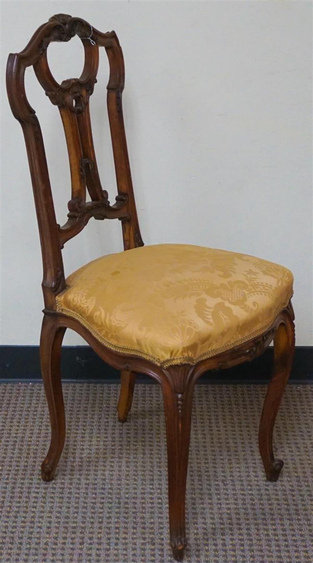 VICTORIAN CARVED WALNUT AND UPHOLSTERED