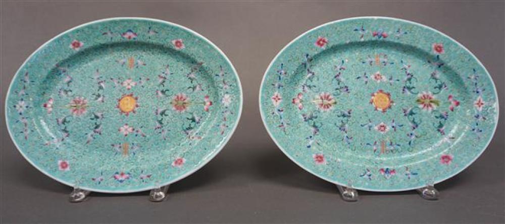 PAIR CHINESE TURQUOISE GROUND OVAL 32268b