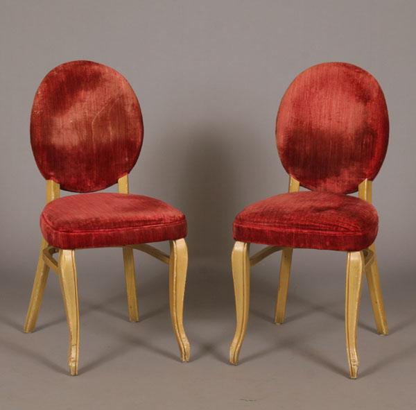 Pair art deco style chairs; tapered