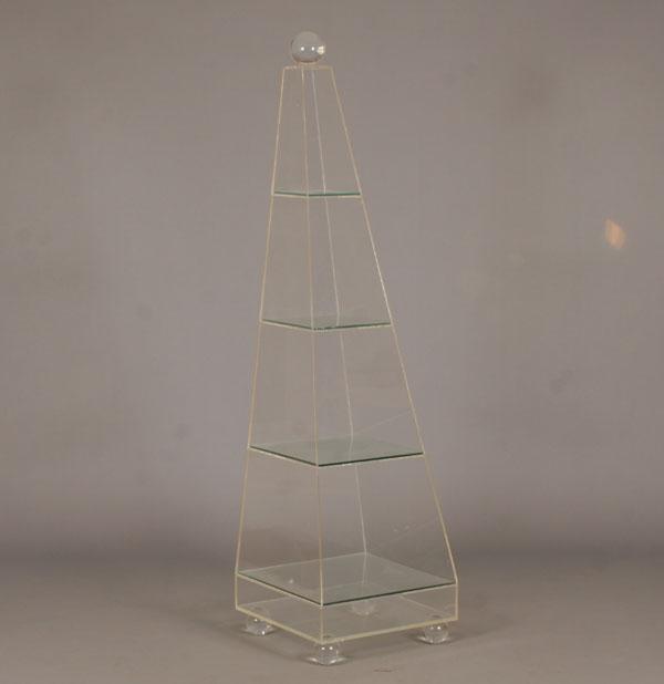 Lucite pyramid etagere/curio/display