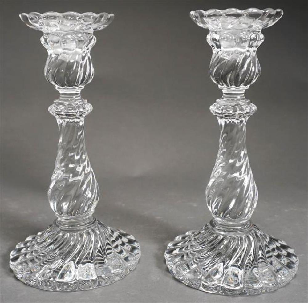 PAIR BACCARAT SPIRAL MOLDED GLASS