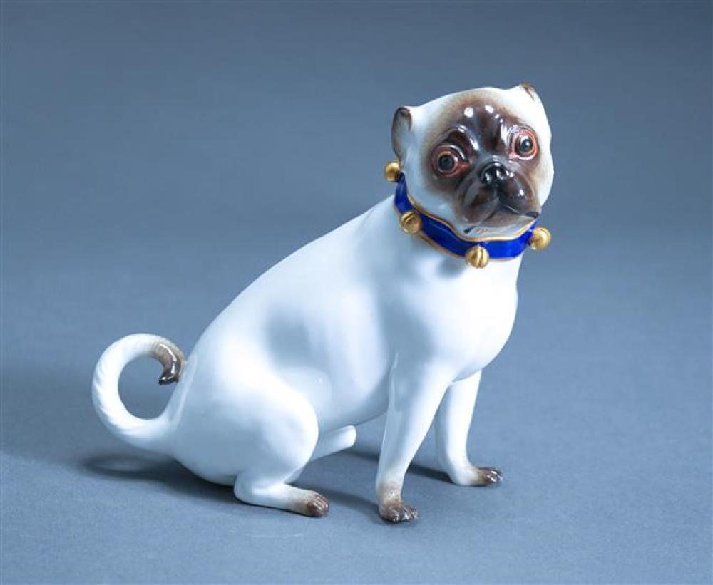 MEISSEN FIGURE OF A PUG; MEASURED