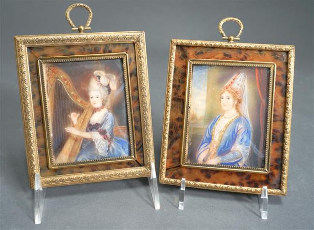 TWO MINIATURE PORTRAITS OF A SEATED 322714