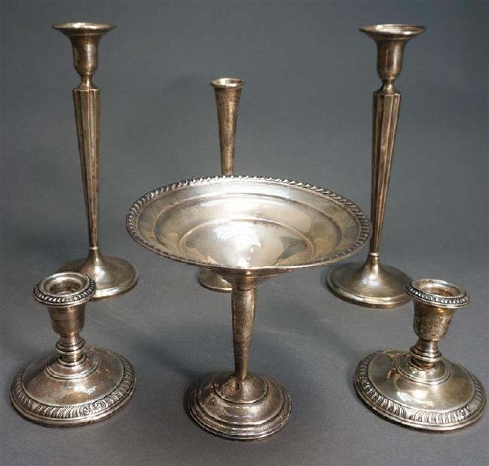 TWO PAIRS WEIGHTED STERLING CANDLESTICKS  322712
