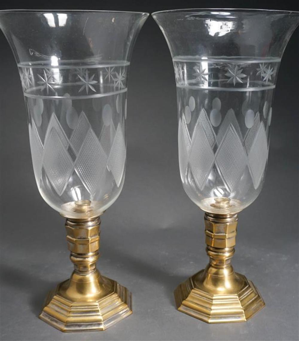 PAIR SILVERED BRASS CANDLESTICKS 322726