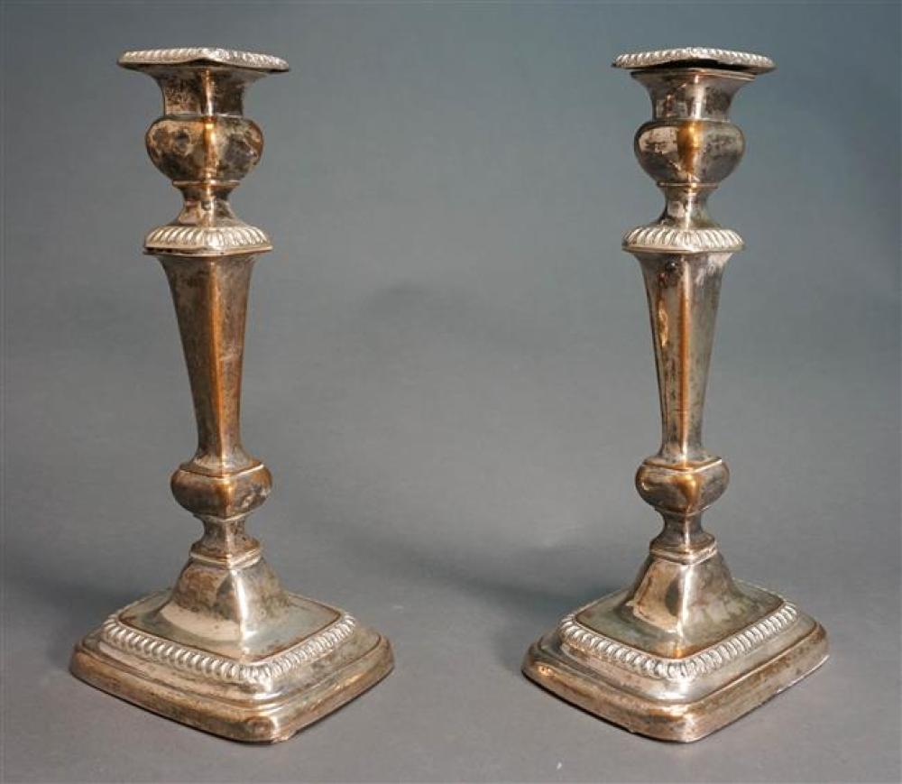 PAIR SHEFFIELD SILVER PLATE CANDLESTICKS  3227a4