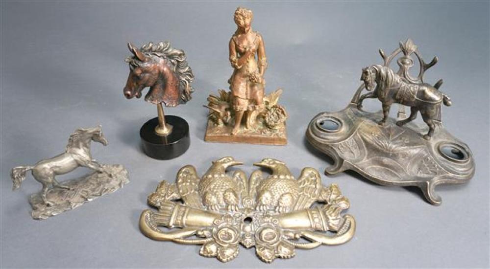 COLLECTION OF FIVE BRASS AND PATINATED 3227ab