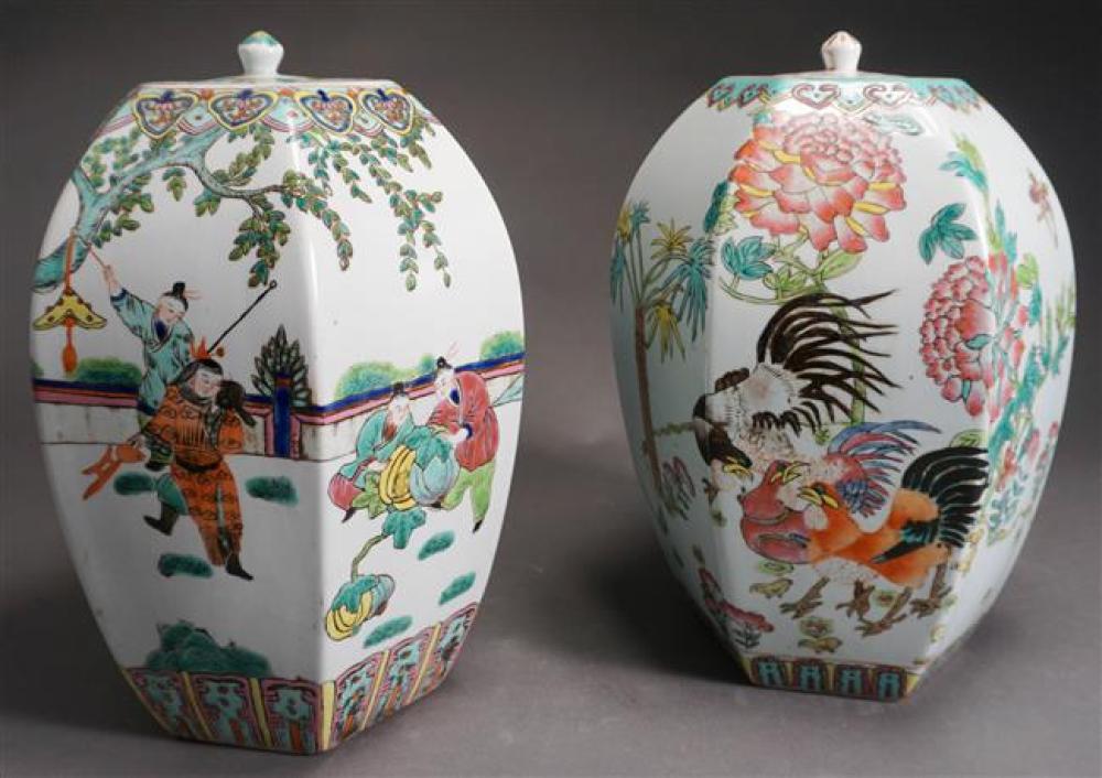 PAIR CHINESE FAMILLE ROSE HEXAGONAL