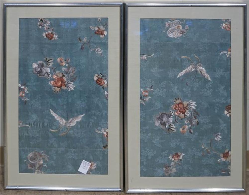 PAIR CHINESE EMBROIDERED SILK PANELS  3227b1