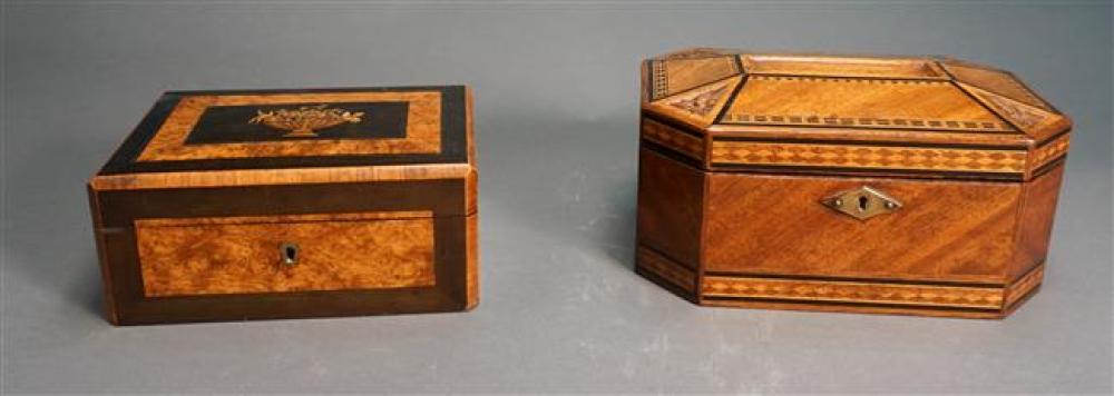 TWO INLAID FRUITWOOD JEWELRY BOXES  3227bd