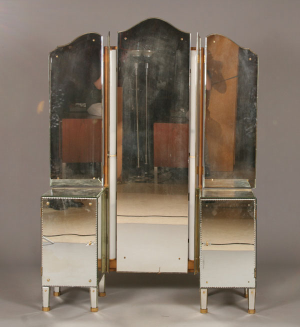 Art Deco mirrored vanity; arched