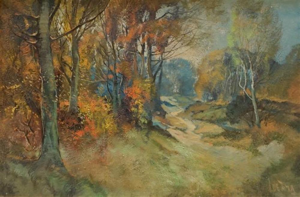 L DE JONG AUTUMN LANDSCAPE OIL 32281d