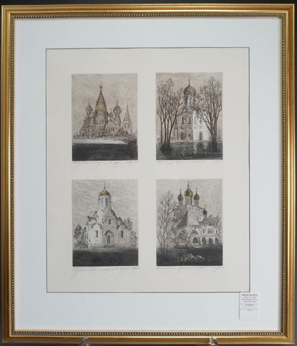 FOUR RUSSIAN ARCHITECTURAL ETCHINGS