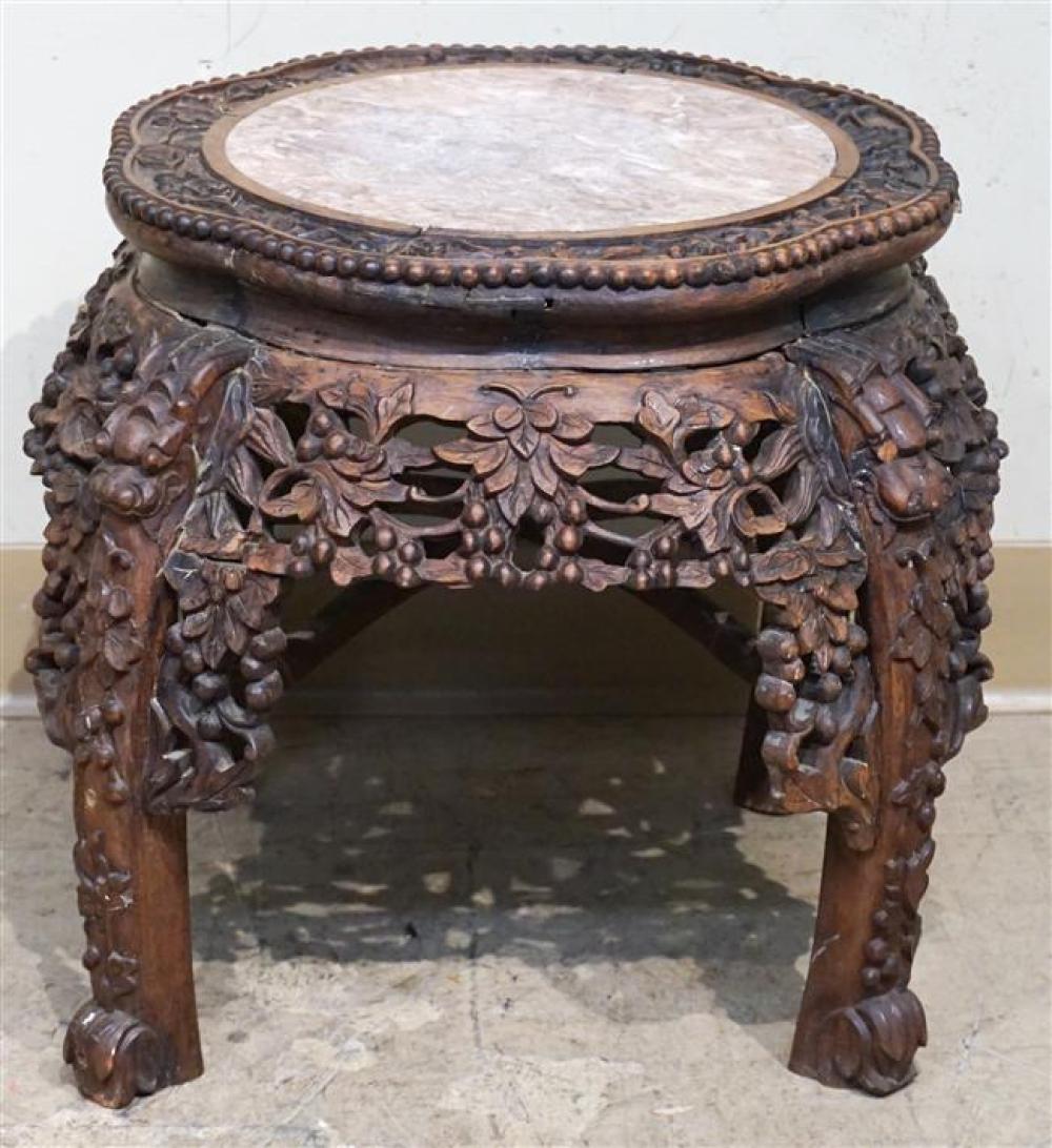 CHINESE CARVED HARDWOOD AND MARBLE 322837