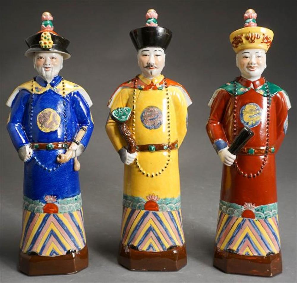 THREE CHINESE POLYCHROME DECORATED