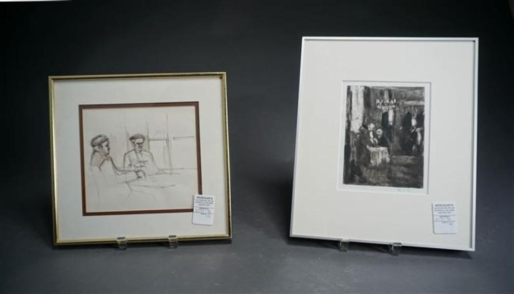 FIGURES AT TABLE AQUATINT SIGNED 322968