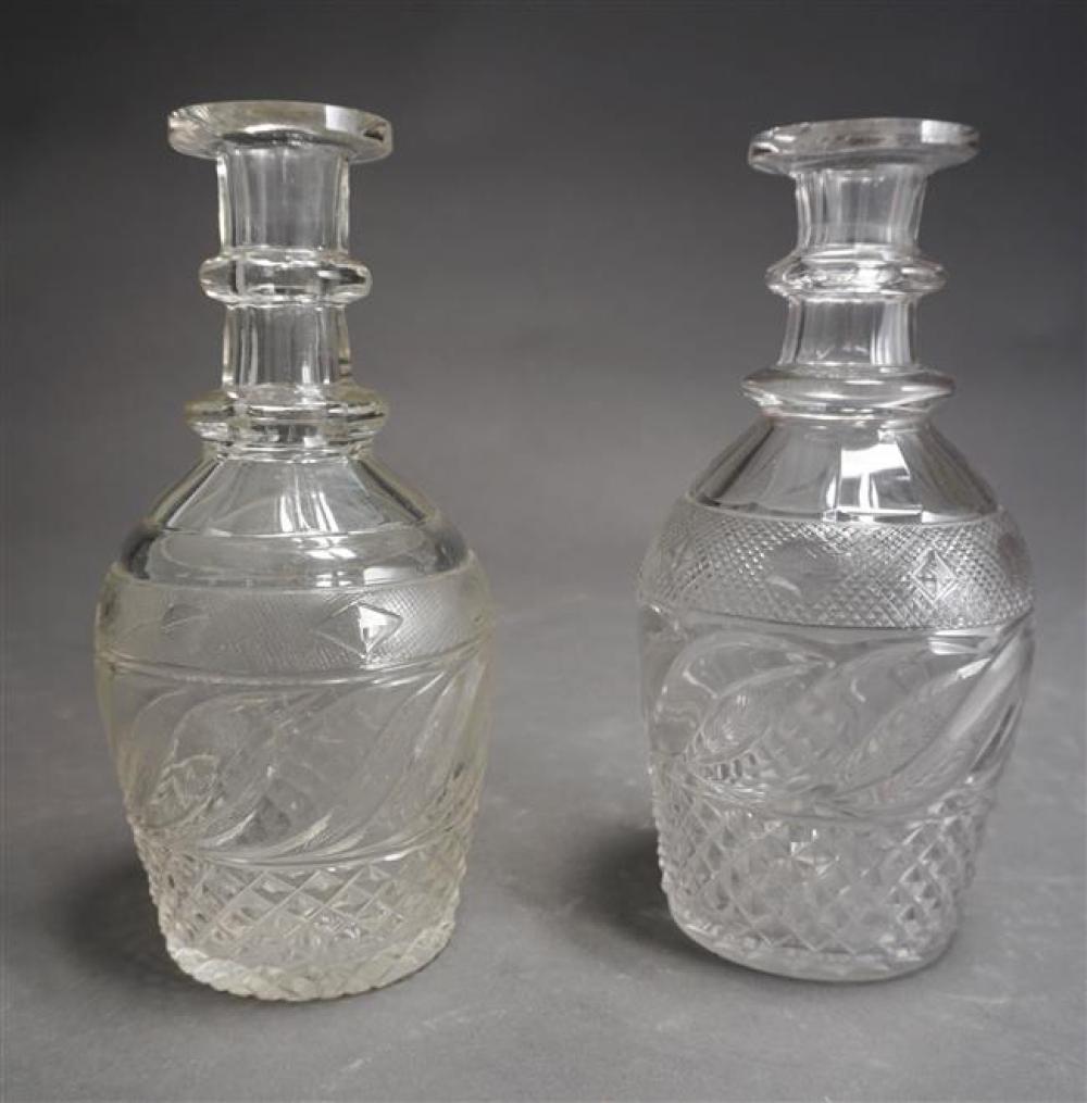 TWO CUT CRYSTAL DECANTERS LACKING 322998