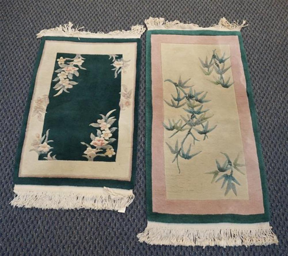 TWO CHINESE GREEN AND IVORY GROUND