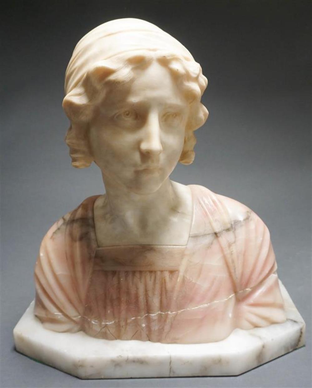 ITALIAN TWO COLOR ALABASTER BUST 322a1e