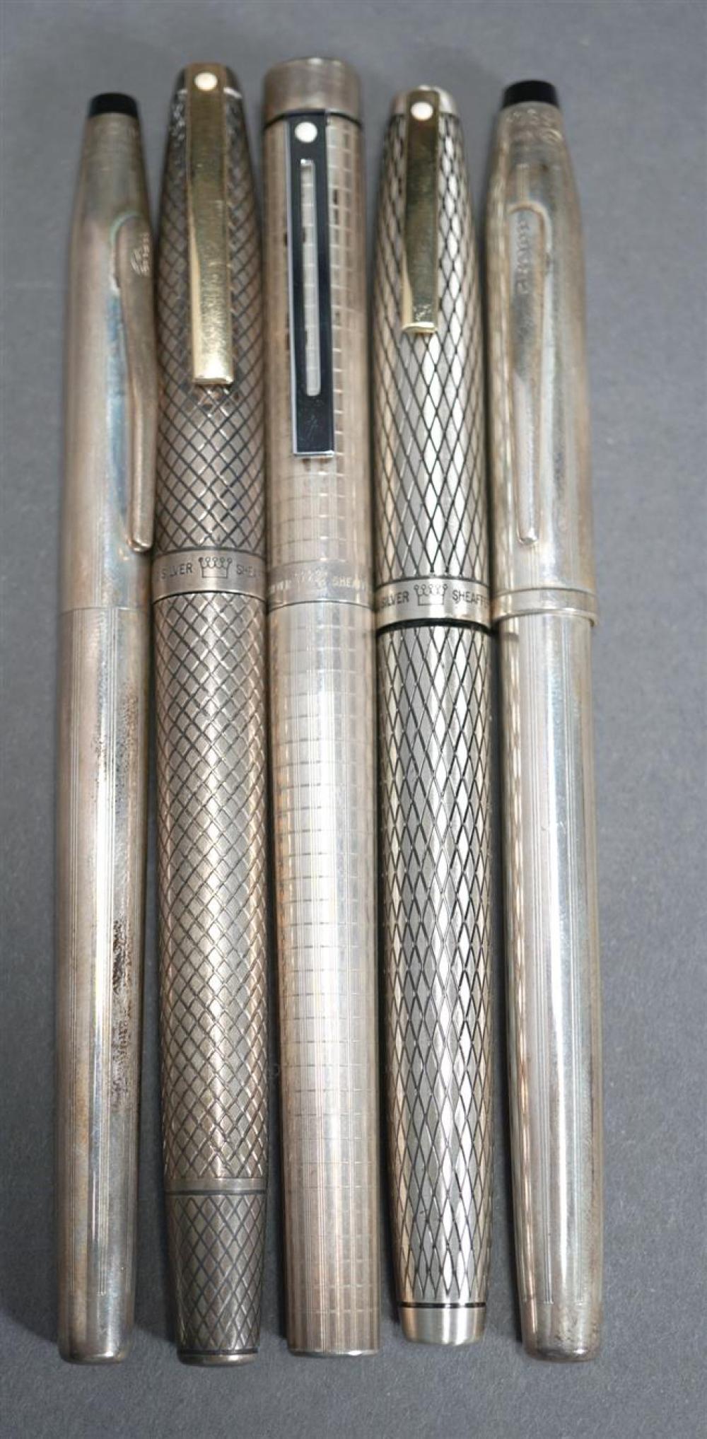 THREE SHEAFFER AND TWO CROSS STERLING 322a75