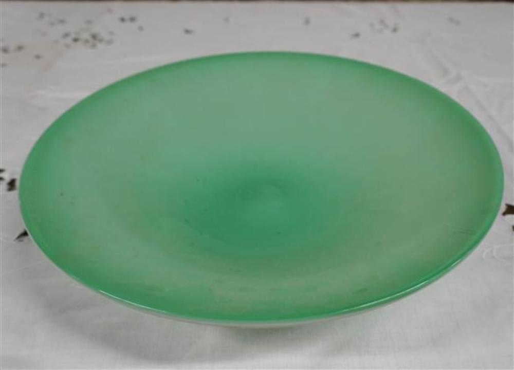 PALE GREEN GLASS SHALLOW BOWL,