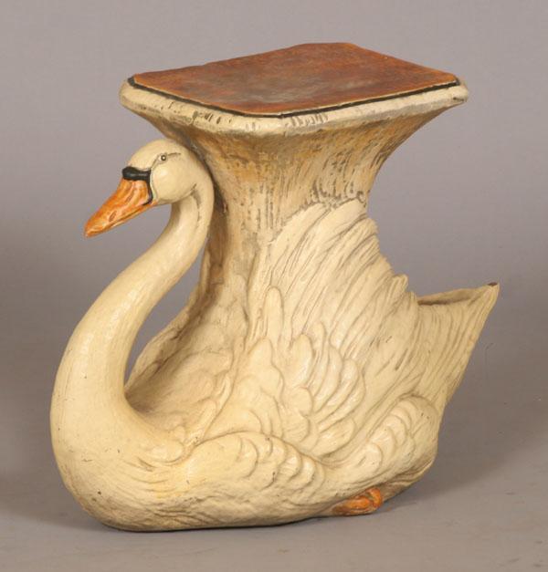 Ceramic swan garden pedestal/planter.