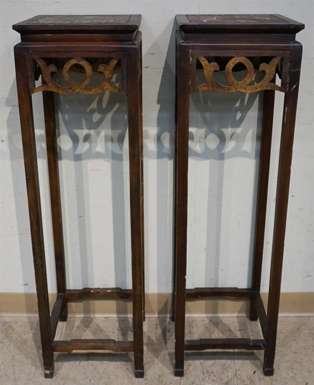 PAIR ASIAN STYLE FRUITWOOD PEDESTALS,