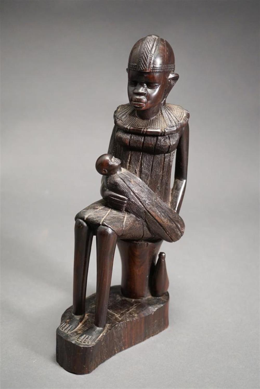 AFRICAN CARVED WOOD FIGURAL GROUP OF