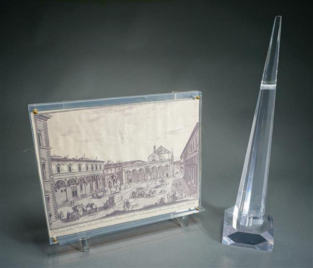 LUCITE TABLE FRAME WITH A PRINT 322ba8